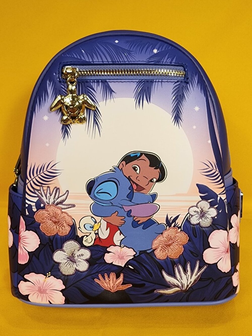 Loungefly Disney Lilo and Stitch Floral Sunset Scene Ducks Mini Backpack NEW